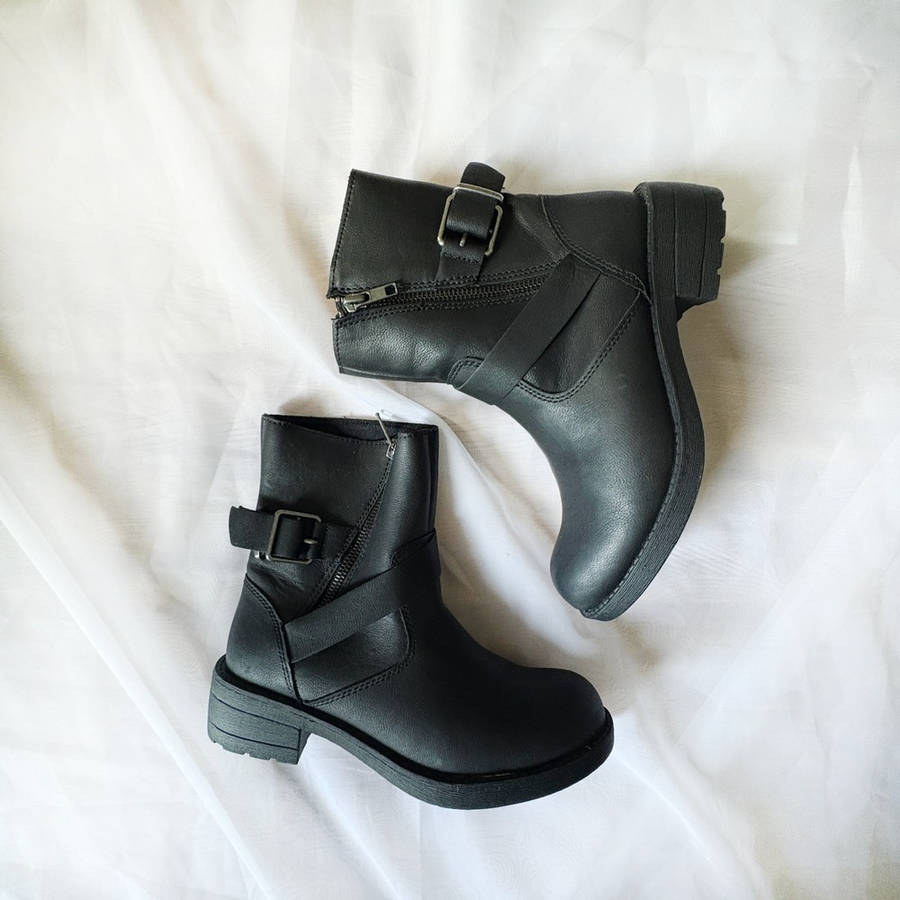 Rocket Dog Womens Size 6 Black Buckle Moto Ankle Boots Chunky Sole Zip